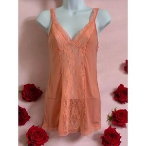 Victoria's Secret Lace Mini Chemise Nighty Small Coral Pink Sexy Summer Comfort